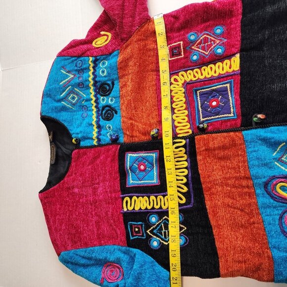 Allure Jacket Sz M women Colorful Patchwork Art to Wear Embroidered - Picture 13 of 14